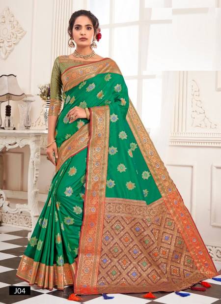 Green Colour ASHIKA JHALAK Latest Fancy Designer Silk With Rich Pallu Festive Wear Saree Collection J 04